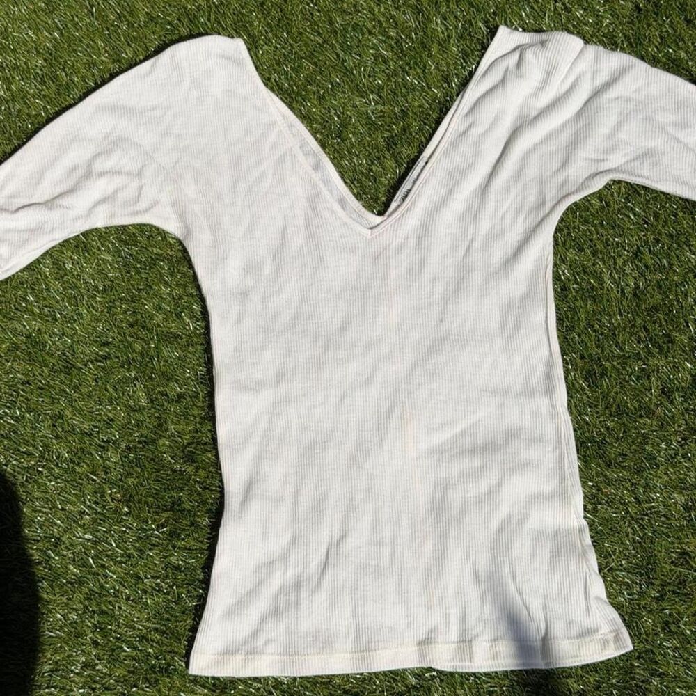 Zara Women's White and Cream Crop-top